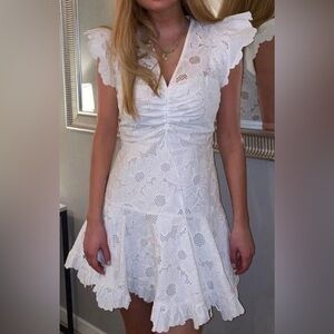 Sandro brasilia embroidered floral white dress size 36us size 4 great addition